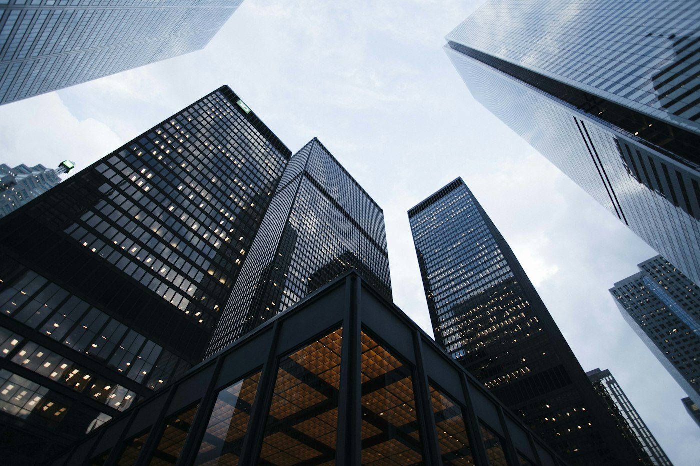 Modern office towers in an urban business district